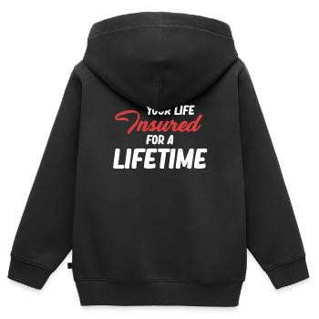 Ihr Leben Ist Lebenslang Versichert - Kinder Premium Organic Zip Hoodie - Schwarz - Hinten - AI Model Kid Male (0cm)