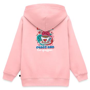 ED-Krankenschwester Koffein, Chaos Und Mitgefühl - Kinder Premium Organic Zip Hoodie - Rosa - Hinten - AI Model Kid Female (0cm)