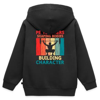 Professeur d’éducation physique Professeurs d’éducation physique École Spor - Sweat Premium à capuche zippé enfant bio - noir - Dos - AI Model Kid Male (0cm)