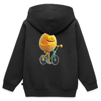Melone Fahrrad - Kinder Premium Organic Zip Hoodie - Schwarz - Hinten - AI Model Kid Male (0cm)