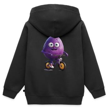 Pflaume Fahrrad - Kinder Premium Organic Zip Hoodie - Schwarz - Hinten - AI Model Kid Male (0cm)