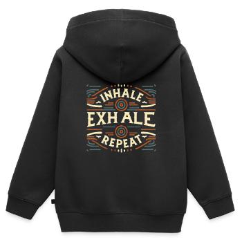 Inhale Exhale Repeat 8 - Kids Premium Organic Zip-up Hoodie - black - Back - AI Model Kid Male (0cm)