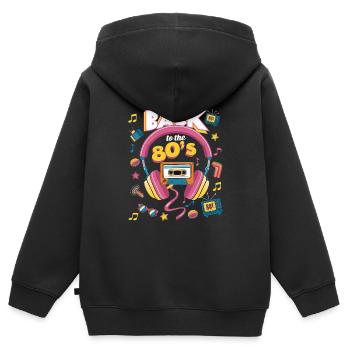 80er Jahre - Vintage Retro Kassette - Geschenkidee - Kinder Premium Organic Zip Hoodie - Schwarz - Hinten - AI Model Kid Male (0cm)