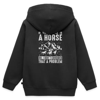 Amoureux des chevaux Équitation équestre - Sweat Premium à capuche zippé enfant bio - noir - Dos - AI Model Kid Male (0cm)