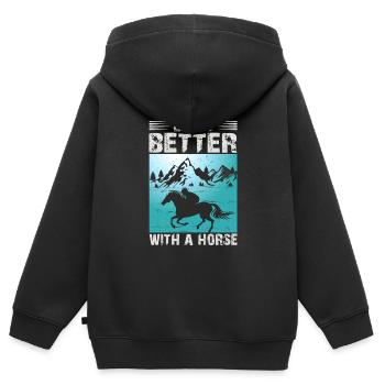 Amoureux des chevaux Équitation équestre - Sweat Premium à capuche zippé enfant bio - noir - Dos - AI Model Kid Male (0cm)