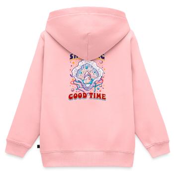 Écailler les huîtres bon temps - Sweat Premium à capuche zippé enfant bio - rose - Dos - AI Model Kid Female (0cm)