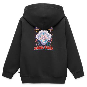 Écailler les huîtres bon temps - Sweat Premium à capuche zippé enfant bio - noir - Dos - AI Model Kid Male (0cm)