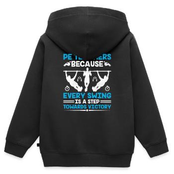 Professeur d’éducation physique Professeurs d’éducation physique École Spor - Sweat Premium à capuche zippé enfant bio - noir - Dos - AI Model Kid Male (0cm)