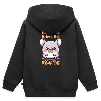Chinchilla Halten Sie Bitte Die Fresse - Kinder Premium Organic Zip Hoodie - Schwarz - Hinten - AI Model Kid Male (0cm)