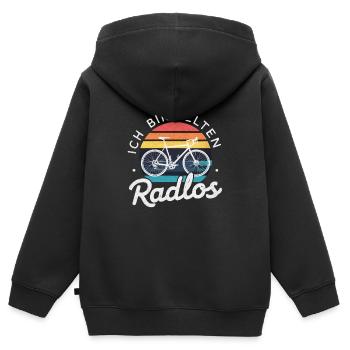 Je suis rarement un vélo rétro sans roues - Sweat Premium à capuche zippé enfant bio - noir - Dos - AI Model Kid Male (0cm)
