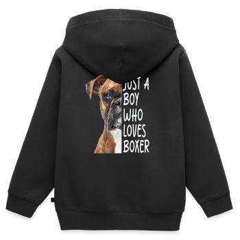 Boxer - Kids Premium Organic Zip-up Hoodie - black - Back - AI Model Kid Male (0cm)