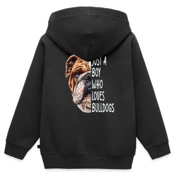 Bouledogue - Sweat Premium à capuche zippé enfant bio - noir - Dos - AI Model Kid Male (0cm)