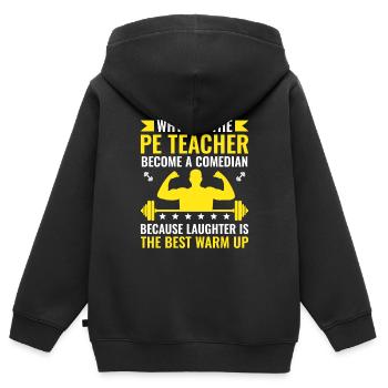 Professeur d’éducation physique Professeurs d’éducation physique École Spor - Sweat Premium à capuche zippé enfant bio - noir - Dos - AI Model Kid Male (0cm)