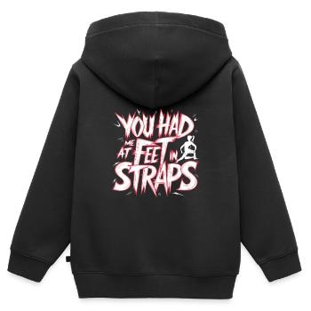 Tu m’avais aux pieds dans les sangles 55 - Sweat Premium à capuche zippé enfant bio - noir - Dos - AI Model Kid Male (0cm)