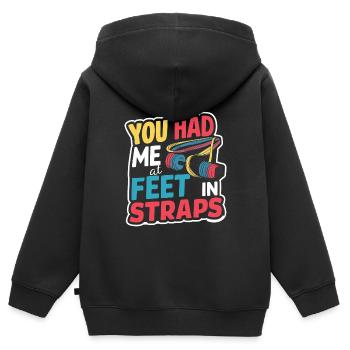 Tu m’avais aux pieds dans les sangles 57 - Sweat Premium à capuche zippé enfant bio - noir - Dos - AI Model Kid Male (0cm)