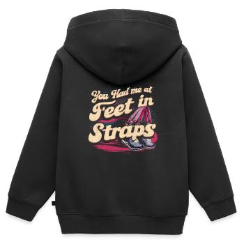 Tu m’avais aux pieds dans les sangles 58 - Sweat Premium à capuche zippé enfant bio - noir - Dos - AI Model Kid Male (0cm)