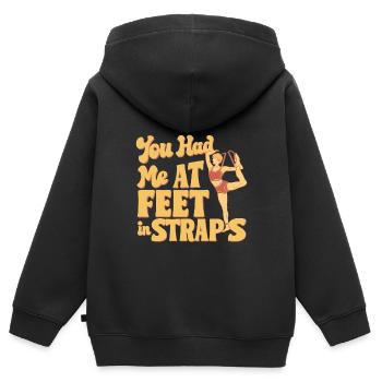 Tu m’avais aux pieds dans les sangles 59 - Sweat Premium à capuche zippé enfant bio - noir - Dos - AI Model Kid Male (0cm)