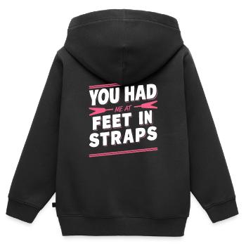Tu m’avais aux pieds dans les sangles 62 - Sweat Premium à capuche zippé enfant bio - noir - Dos - AI Model Kid Male (0cm)