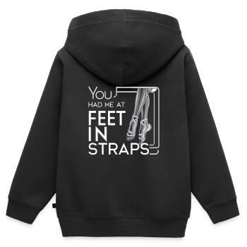 Tu m’avais aux pieds dans les sangles 63 - Sweat Premium à capuche zippé enfant bio - noir - Dos - AI Model Kid Male (0cm)