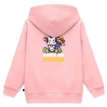 Producteur laitier Cette ferme exploite Cowffee - Sweat Premium à capuche zippé enfant bio - rose - Dos - AI Model Kid Female (0cm)