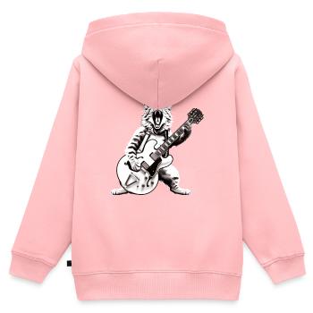 Rocker Cat spielt Gitarreninstrumente Awesome - Kinder Premium Organic Zip Hoodie - Rosa - Hinten - AI Model Kid Female (0cm)