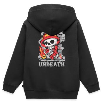 Mort-vivant pompier - Sweat Premium à capuche zippé enfant bio - noir - Dos - AI Model Kid Male (0cm)