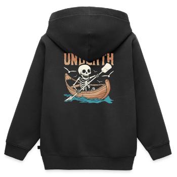 Aviron Rameur Squelette Mort-Mort - Sweat Premium à capuche zippé enfant bio - noir - Dos - AI Model Kid Male (0cm)
