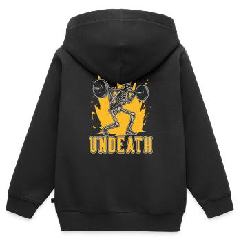 Powerlifting Powerlifter Undeath - Sweat Premium à capuche zippé enfant bio - noir - Dos - AI Model Kid Male (0cm)