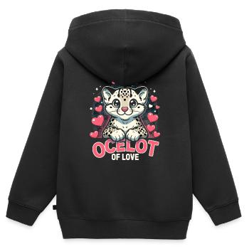 Ozelot Wild Cat Exotic Pets Jungle Big Cat - Kinder Premium Organic Zip Hoodie - Schwarz - Hinten - AI Model Kid Male (0cm)