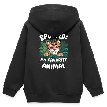 Ozelot Wild Cat Exotic Pets Jungle Big Cat - Kinder Premium Organic Zip Hoodie - Schwarz - Hinten - AI Model Kid Male (0cm)