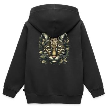 Ozelot Wild Cat Exotic Pets Jungle Big Cat - Kinder Premium Organic Zip Hoodie - Schwarz - Hinten - AI Model Kid Male (0cm)