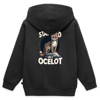 Ozelot Wild Cat Exotic Pets Jungle Big Cat - Kinder Premium Organic Zip Hoodie - Schwarz - Hinten - AI Model Kid Male (0cm)