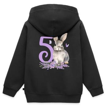 Geburtstag 5 Hase Waldtier Mädchen Fünf 5 Jahre al - Kinder Premium Organic Zip Hoodie - Schwarz - Hinten - AI Model Kid Male (0cm)
