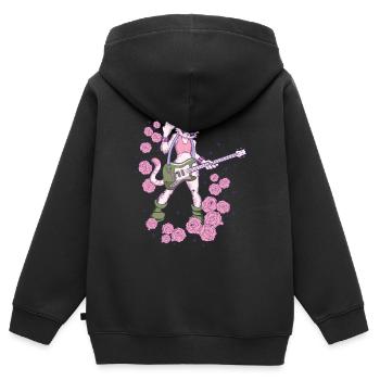 Musikerin Cat spielt Gitarre Instrumente Rock Metal - Kinder Premium Organic Zip Hoodie - Schwarz - Hinten - AI Model Kid Male (0cm)