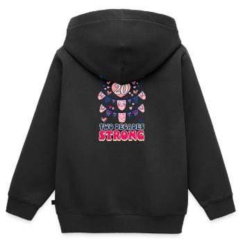 20 Jahre Jubiläum Zwei Jahrzehnte stark - Kinder Premium Organic Zip Hoodie - Schwarz - Hinten - AI Model Kid Male (0cm)