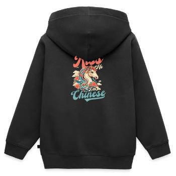 Chinois Embrasse-moi Je suis Chinois - Sweat Premium à capuche zippé enfant bio - noir - Dos - AI Model Kid Male (0cm)