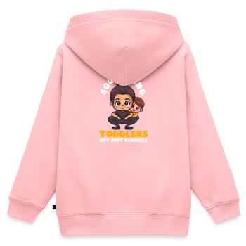 Bodybuilding Maman accroupie bambins pas d’haltères - Sweat Premium à capuche zippé enfant bio - rose - Dos - AI Model Kid Female (0cm)