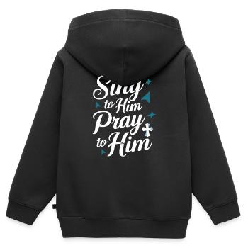 Musique chorale Chant religieux Musique confessionnelle - Sweat Premium à capuche zippé enfant bio - noir - Dos - AI Model Kid Male (0cm)