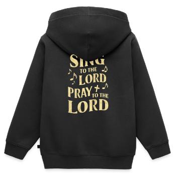 Musique chorale Chant religieux Musique confessionnelle - Sweat Premium à capuche zippé enfant bio - noir - Dos - AI Model Kid Male (0cm)