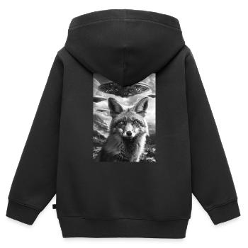 Ovni Selfie Renard - Sweat Premium à capuche zippé enfant bio - noir - Dos - AI Model Kid Male (0cm)