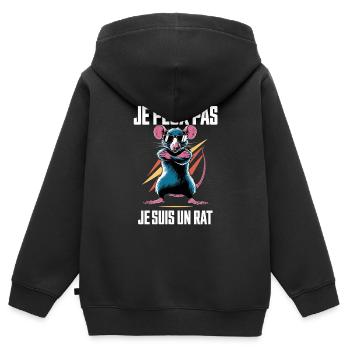 Ratten geiziger Humor Ich kann nicht Ich bin eine Ratte - Kinder Premium Organic Zip Hoodie - Schwarz - Hinten - AI Model Kid Male (0cm)
