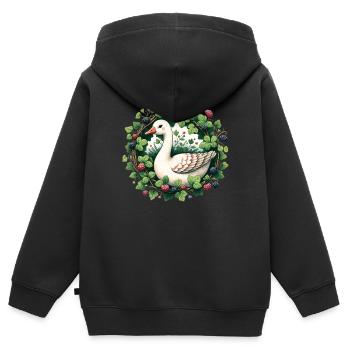 Gans - Kinder Premium Organic Zip Hoodie - Schwarz - Hinten - AI Model Kid Male (0cm)