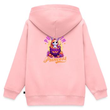 Halloween Licorne Citrouille Princesse - Sweat Premium à capuche zippé enfant bio - rose - Dos - AI Model Kid Female (0cm)
