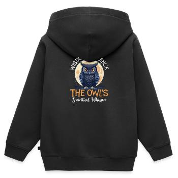Spirituelle Eule Das spirituelle Flüstern der Eule - Kinder Premium Organic Zip Hoodie - Schwarz - Hinten - AI Model Kid Male (0cm)