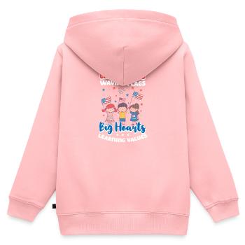 Kindergärtnerin Kleine Hände schwenken Fahnen - Kinder Premium Organic Zip Hoodie - Rosa - Hinten - AI Model Kid Female (0cm)
