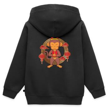 Lustiges chinesisches Neujahrsfest des Affen Chinesisches Sternzeichen - Kinder Premium Organic Zip Hoodie - Schwarz - Hinten - AI Model Kid Male (0cm)
