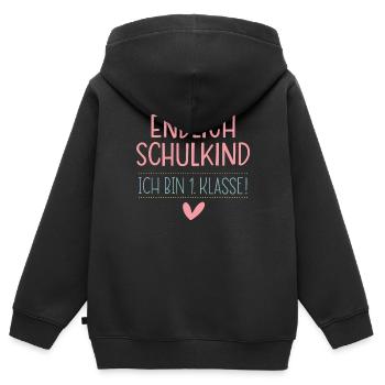 Endlich Schulkind - Kinder Premium Organic Zip Hoodie - Schwarz - Hinten - AI Model Kid Male (0cm)