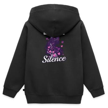 Häusliche Gewalt bricht das Schweigen - Kinder Premium Organic Zip Hoodie - Schwarz - Hinten - AI Model Kid Male (0cm)