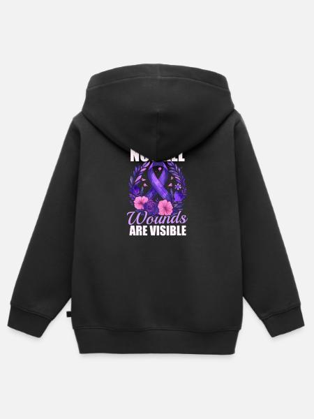 Domestic Violence Not All Wounds Are Visible - Kids Premium Organic Zip-up Hoodie - black