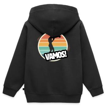 Vamos Retro-Boxen - Kinder Premium Organic Zip Hoodie - Schwarz - Hinten - AI Model Kid Male (0cm)